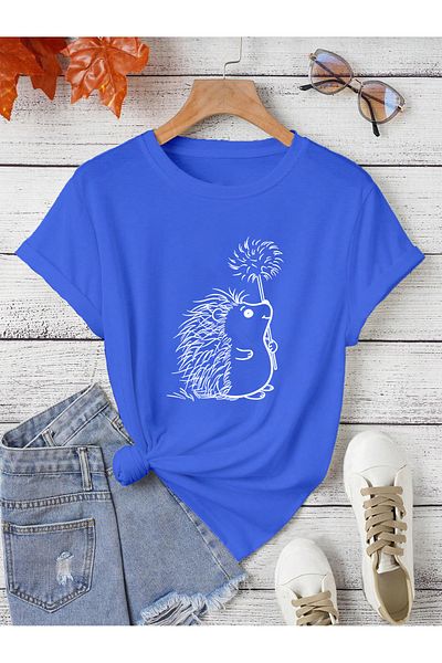 EFFRENATU Tricou cu imprimeu cu arici drăguț de mărime Plus