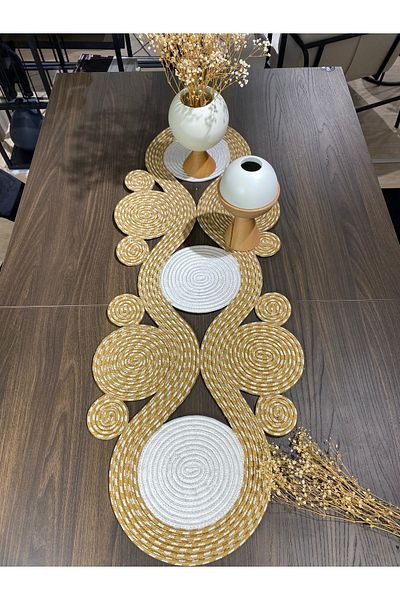 MaVaux Ahenk Jute Straw Look Runner - 40x110, fata de masa cu design special, iuta Ranir