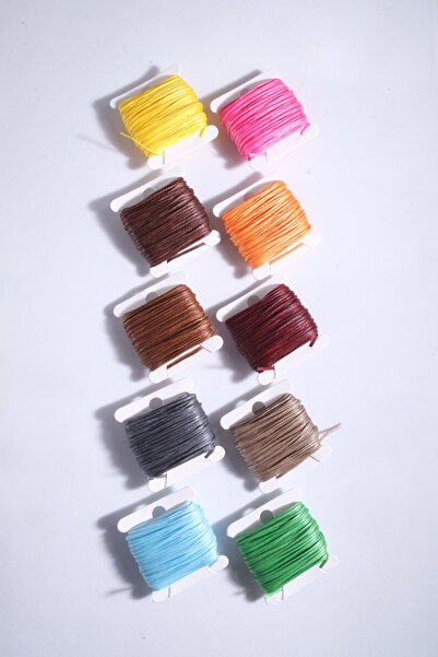 Eskişehir hobi sanat 10 ألوان مشمعة - خيط 1 مم 10 أمتار (إجمالي 100 متر) لقلادة المجوهرات وسوار السرج