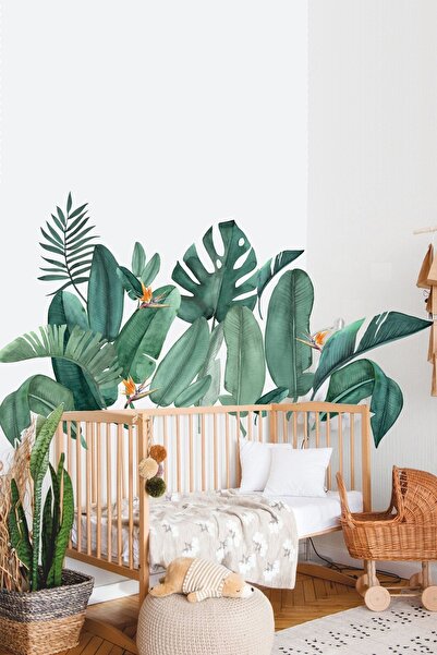 Kt Grup Tropikal Yapraklar Suluboya Duvar Sticker