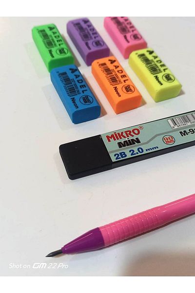 Mikro Pen with Thick Tip 09mm Pen Tip and Eraser (3 Pieces)