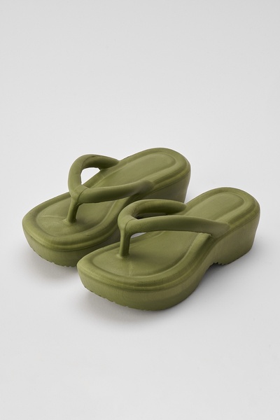 OZYO Papuci de vară Milla Khaki Eva - Platformă cu flip-flops, pentru utilizare zilnică pe plajă