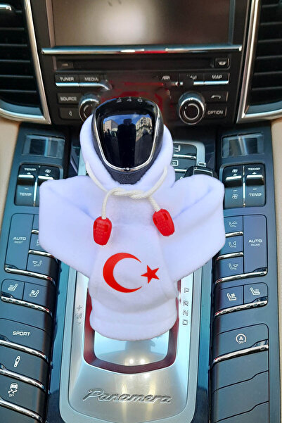 KYLE XM Beyaz Ay Yıldız  Türk Bayragı Polar Vites Kılıfı Araç Aksesuarı Kapşo...