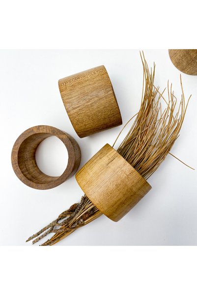 No8 Atölye Handmade Wooden Napkin Rings, Set of 4