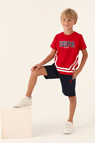 U.S. Polo Assn. Us Polo Assn. Boy's Red Bermuda T-Shirt and Shorts Set - Us1765-G
