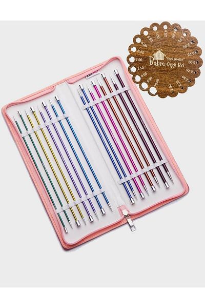 KnitPro Σετ Μπουλόνια Zing 40cm - Πλεκτό Επίπεδο, Σπίτι Πλεξίματος Honeycomb και Δώρο Μετρητής Μπουλόνι 47429