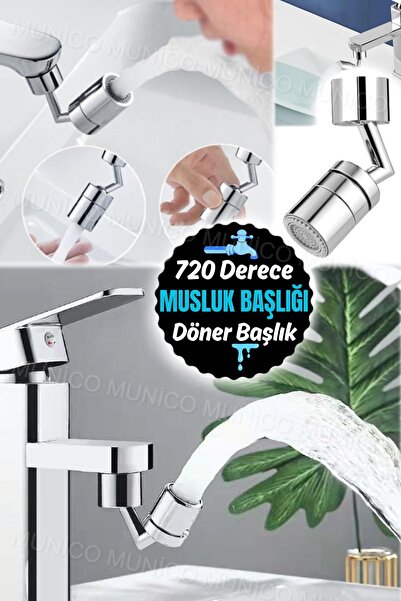 Munico 720 Derece Dönen Lavabo Mutfak Banyo Musluk Başlık Ağız Gargara Oynar ...