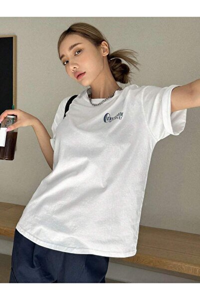 AFROGİYİM Women's Oversize T-shirt - Front and Back Printed, Optimistic Attitude