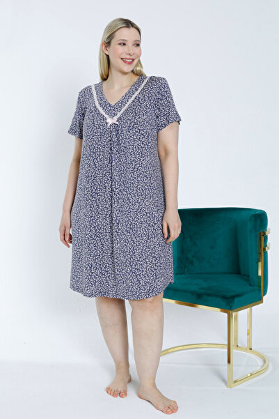 Lagertha by İntensive Νυχτικό με μοτίβο Lycra Viscose - Λεπτομέρεια με δαντέλ...