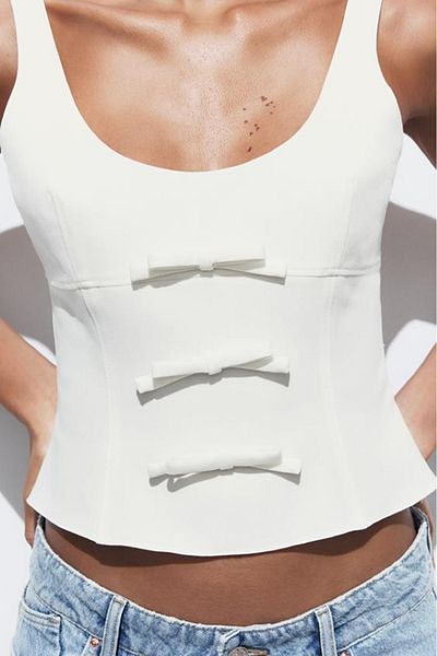 My Blog Ecru Brand - Side Zipper Bow Detailed Blouse
