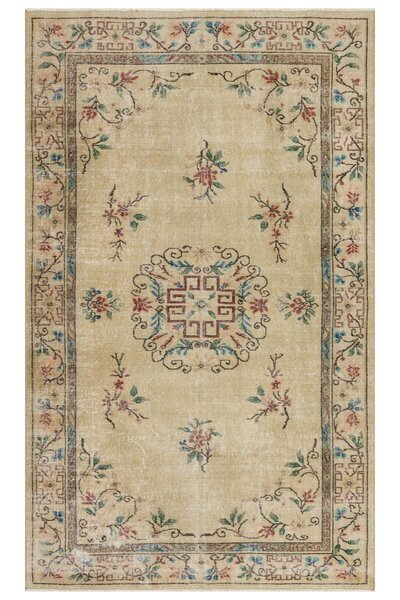 Bespoky Sem873 Bej Eskitme Yün El dokuma Halı