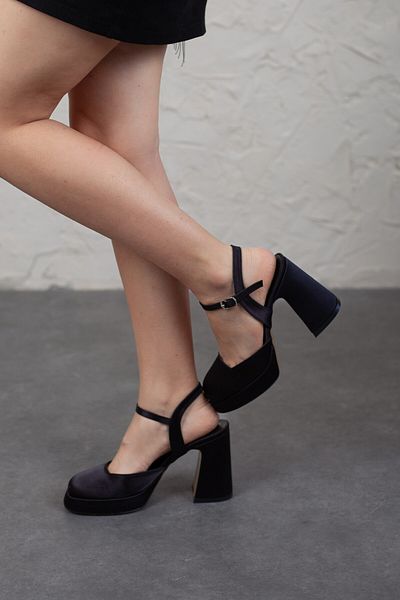 Adım Adım Black Platform Heels - Ankle Strap Women's Evening Dress Shoes