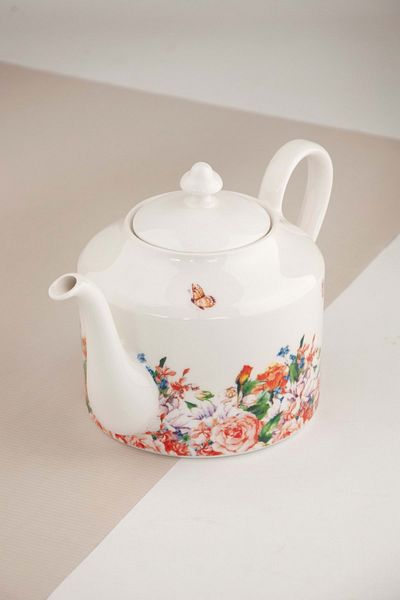 Bursa Porselen Dekor Porcelain Teapot - Flowers Model