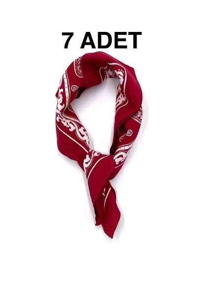 Naz İpek Set of 7 Ethnic Patterned Cotton Bandana - 50x50cm Wholesale Gift Scarf