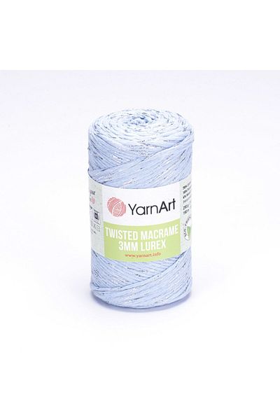 Yarnart Twisted Macrame 3 Mm Lurex - Μακραμέ Χειροποίητο Πλεκτό Νήμα Baby Blue-760