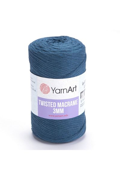 Yarnart Macrame răsucit 3 mm - Ață de tricotat manual Macrame Albastru petrol-789