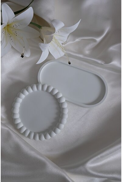 LOVE TASARIM ATÖLYESİ Dekoratif - 2'li set-Oval Tabakve Bubble Tabak - Sunuml...