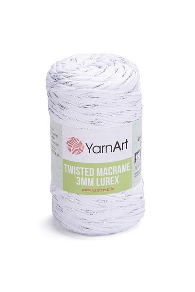 Yarnart Twisted Macrame 3 Mm Lurex - Μακραμέ Χειροποίητο Νήμα Πλεξίματος Λευκό-751