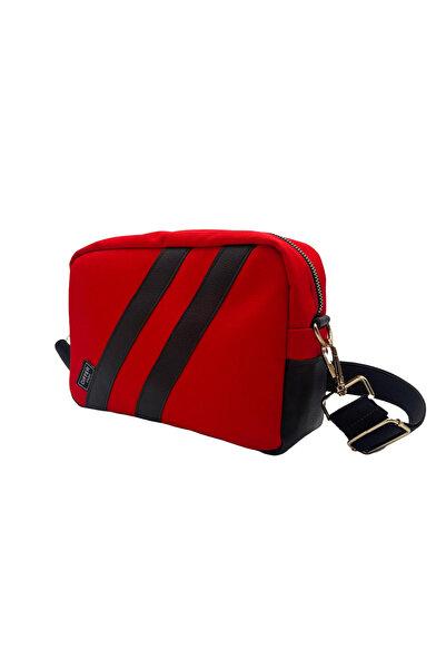 Differ Studio Κόκκινο-καφέ χρυσό φερμουάρ Vegan δερμάτινη τσάντα - ώμου/σταυρ...