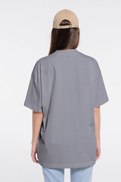 Friday Offset Γκρι Extra Oversize Γυναικείο T-Shirt - 100% βαμβάκι, Crew Neck