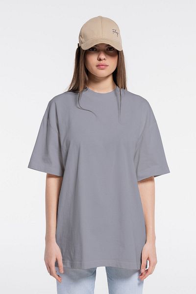 Friday Offset Γκρι Extra Oversize Γυναικείο T-Shirt - 100% βαμβάκι, Crew Neck