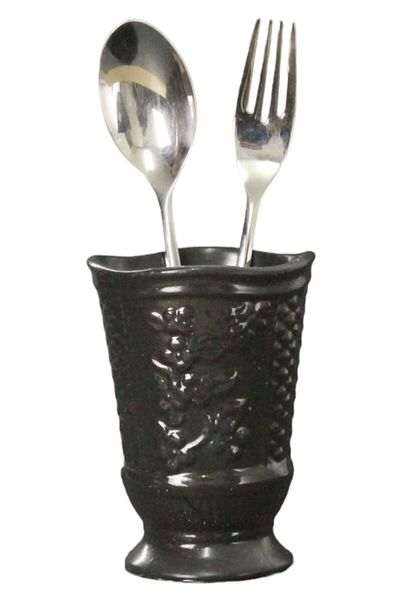 Evene Countertop Cutlery Decorative Upright Cutlery Holder Cylinder Cutlery Black Color Model 9