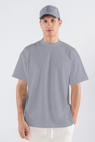 Friday Offset Ανδρικό μπλουζάκι σε γκρι Oversize Crew Neck 100% βαμβάκι