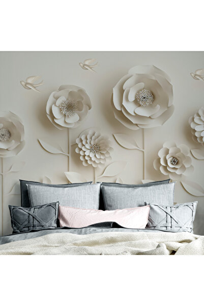 LOTUS AURA Büyük Çicekli Duvar Kağıdı,3 Boyutlu Görünümlü Duvar Resmi,Oturma ...