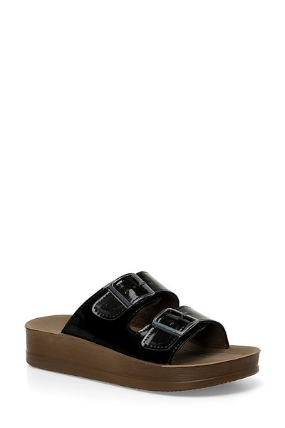 Polaris POLARIS405254.Z4FX - Black Double Buckle Slippers
