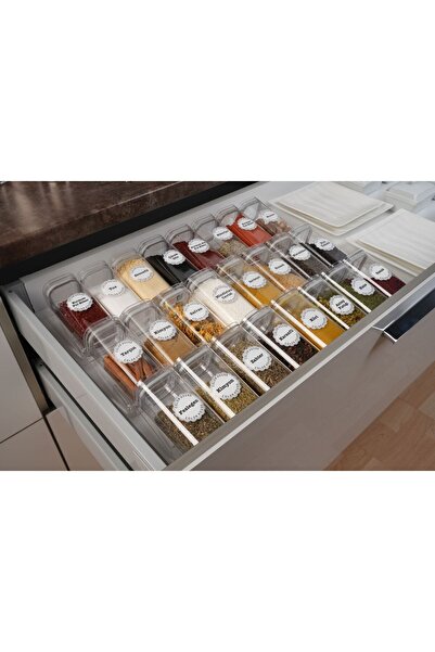 color house 6 قطع وعاء توابل مربع من الأكريليك الشفاف - 300 سم مكعب، مع غطاء ...