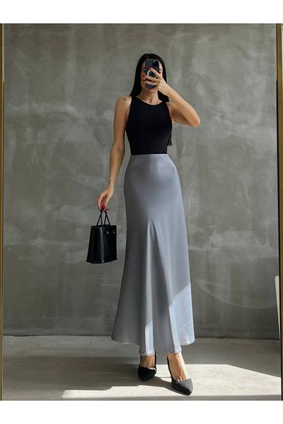 bymaestro woman Premium Elephant Satin Women's Maxi Skirt