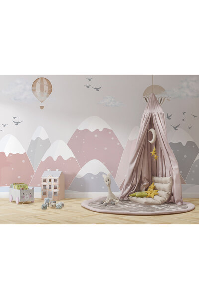 LOTUS AURA Uçan Balon Temalı Duvar Kağıdı,Dağ Manzaralı Duvar Resmi,Çocuk Odası Duvar Posteri