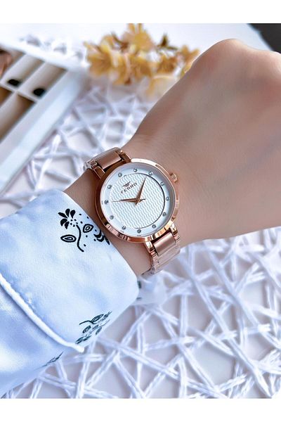 FERRO Rose Gold 3 ATM Water Resistant Special Design Women's Wristwatch - BF81969AWT