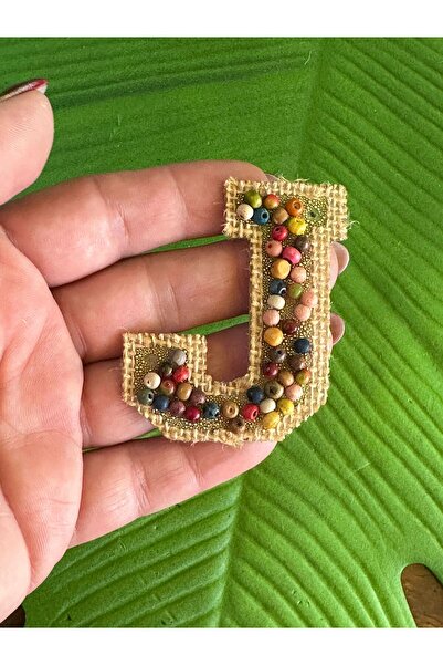 Gönülden Tasarım 6X5 CM Slovo J - Pletenica B Sa perlama Armadira koja se lep...