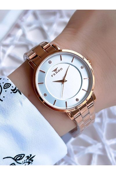 FERRO Special Design Rose Gold 3 ATM Water Resistant Women's Wristwatch - BF21099AWT-C
