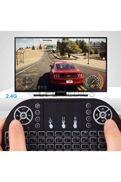qasul Yeni Nesil Işıklı Kablosuz Mini Klavye Ev Ofis İçin  Tv Televizyon Ps3  Uyumlu Dokunmatik Mouse