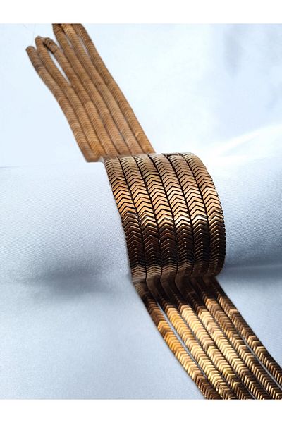 Yüksel Boncuk 6x1 mm Hematite Stone - Bronze Sergeant Model Natural Stone String