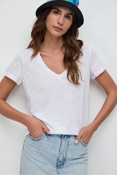 No Matter What V-Neck Linen Tee