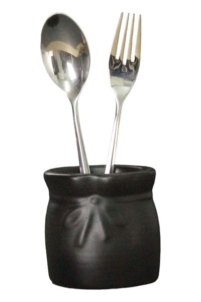 Evene Countertop Cutlery Decorative Upright Cutlery Holder Cylinder Cutlery Black Color Model 8