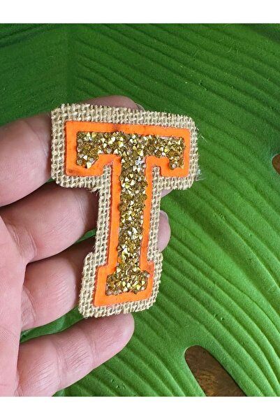 Gönülden Tasarım 7x6 см Неонова літера T, що приклеюється праскою з камінчиками