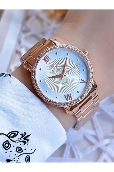 FERRO 3 Atm Water Resistant Rose Gold Steel Band Special Design Women's Wristwatch - BFL2126AWT-C