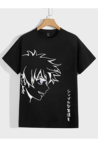 MAGORS ANIME NARUTO MANGA BASKILI BİSİKLET YAKA STANDART KALIP KISA KOLLU GEN...