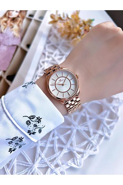 FERRO 3 Atm Water Resistant Rose Gold Steel Band Women's Wristwatch - BF21152AWT-C
