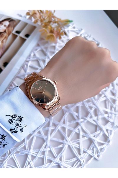 FERRO Rose Gold 3 ATM Water Resistant Special Design Women's Wristwatch - BF21071AWT