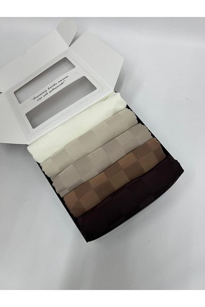 Mira İpek Checkerboard Patterned Hijab Silky Jacquard Shawl Box
