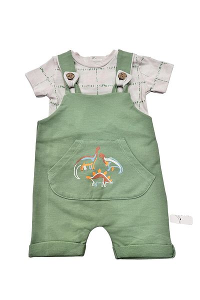 Esterella Jumpsuit with Salopeet Shorts for Baby Boy - Jumpsuit with Short Sleeve T-shirts and Kangaroo Pocket