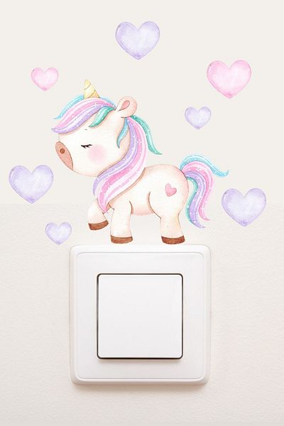 Kt Grup - Priză - Inimă Pastel Unicorn și Inimi Autocolant Decorativ Priză - Sim755