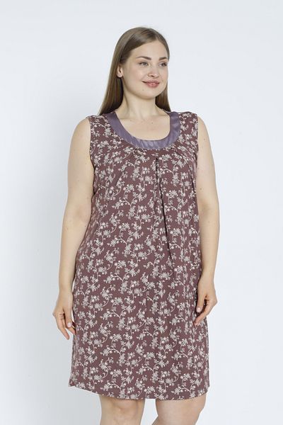 Lagertha by İntensive Large Size Patterned Satin Sling Viscose Nightgown