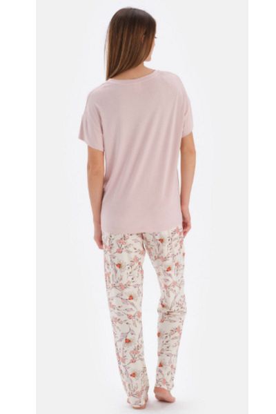Eros Pijama New Season Women's Pajama Set - Short Sleeve, Powder