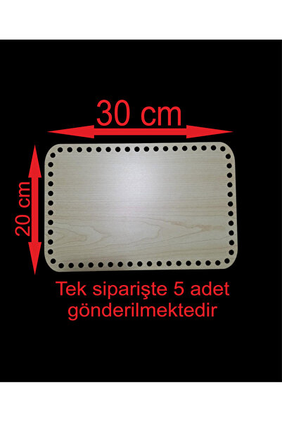 Wooden Cream 30x20 Cm 5 Pcs Bamboo Tray Knitting Plate Underplate Perforated Underplate Crochet Base Work Basket Base